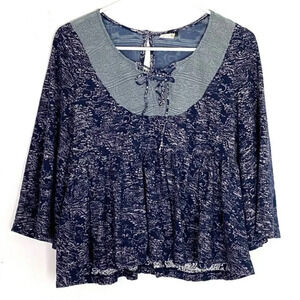 Anthropologie Boho Top Womens Size XS Peasant Blouse Bell Sleeve Akemi + Kin